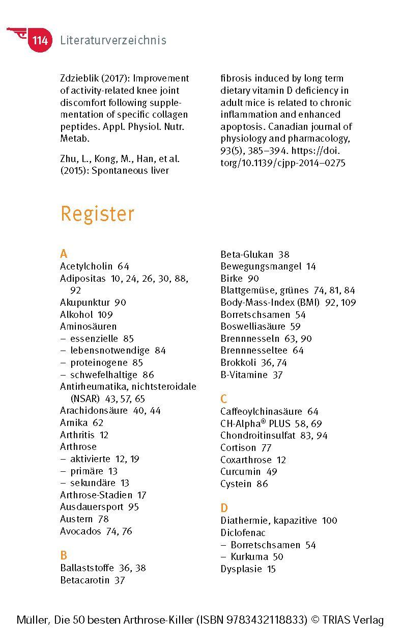 Beispielinhalt (Bild) Die 50 besten Arthrose-Killer