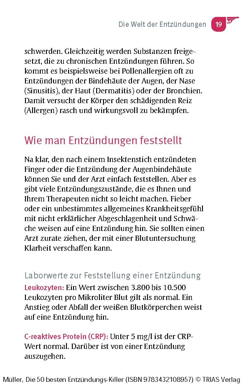 Beispielinhalt (Bild) Die 50 besten Entzündungs-Killer