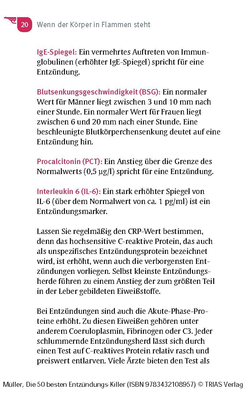 Beispielinhalt (Bild) Die 50 besten Entzündungs-Killer