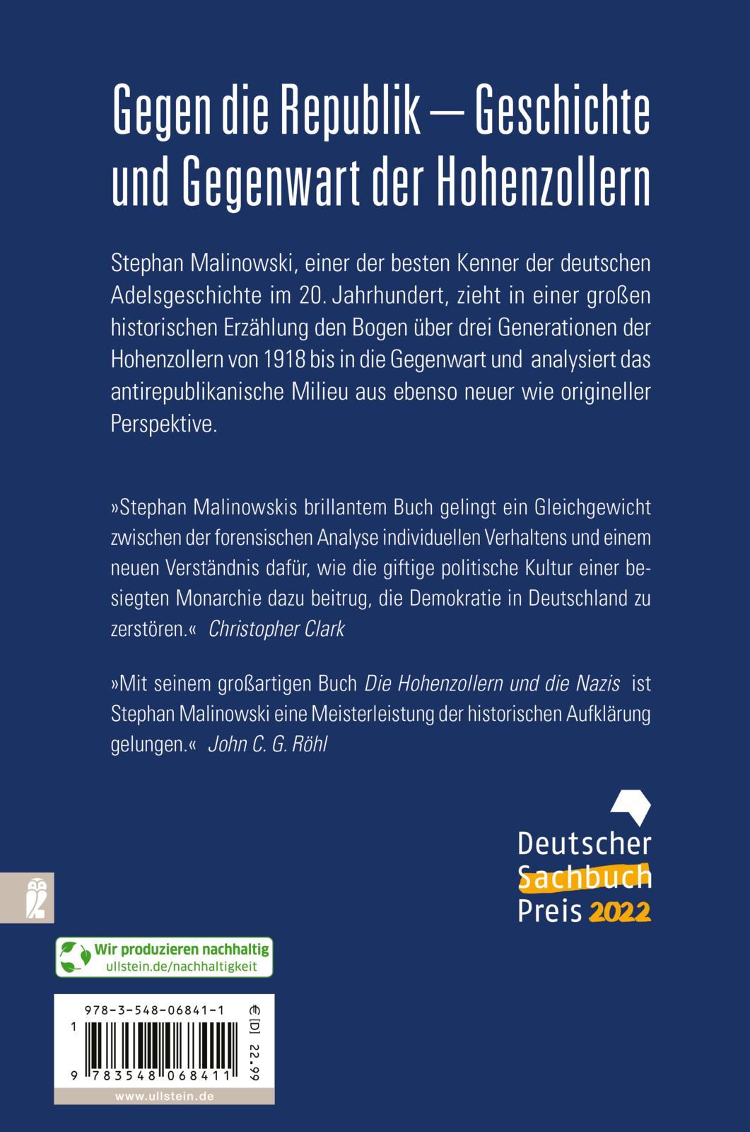 Rückseitencover Die Hohenzollern und die Nazis