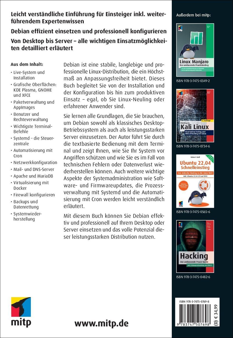 Rückseitencover Debian GNU/Linux 12