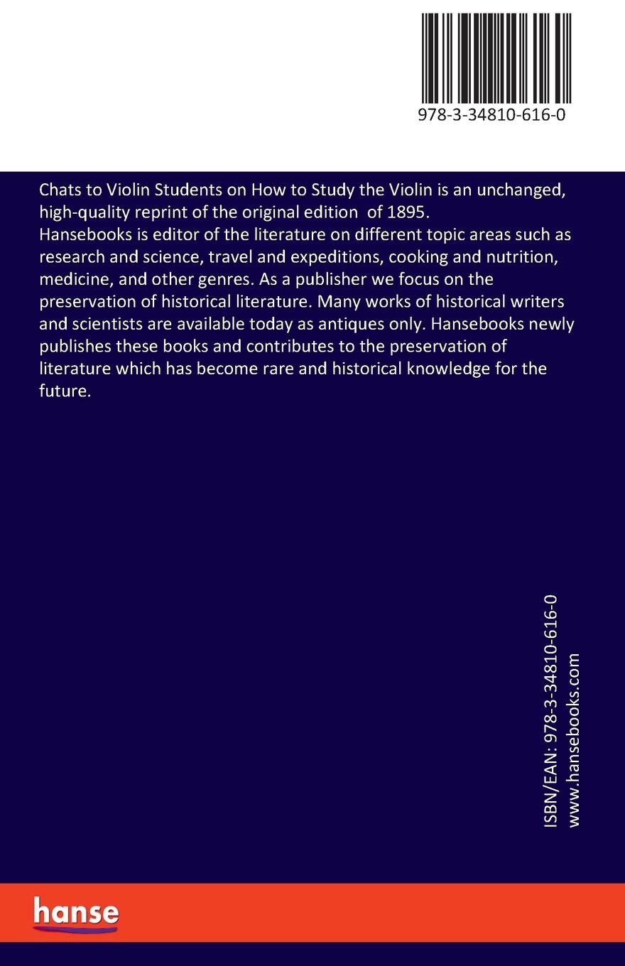 Rückseitencover Chats to Violin Students on How to Study the Violin