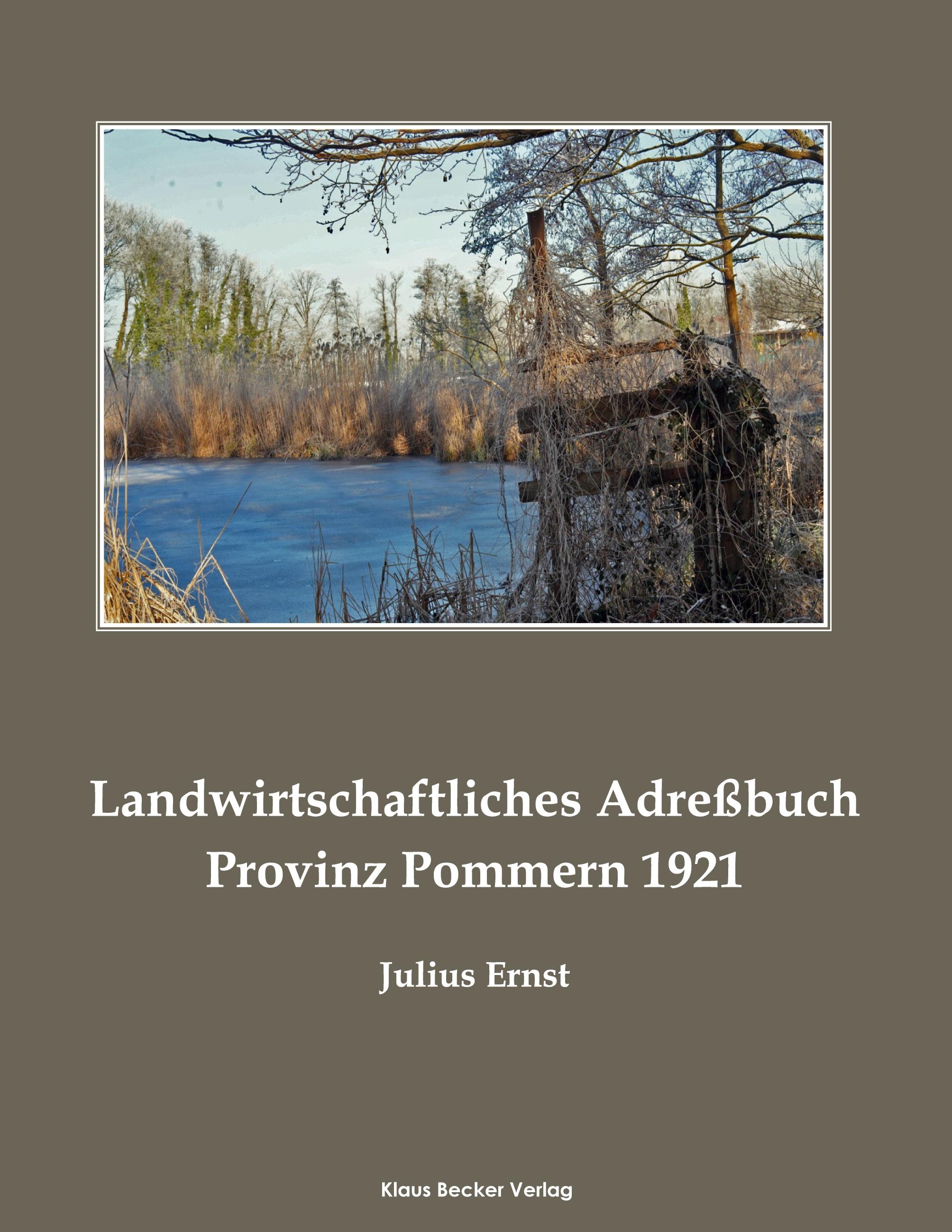 Vorderes Coverbild Landwirtschaftliches Güter-Adreßbuch Pommern 1921; Agricultural Address Book Province of Pomerania 1921