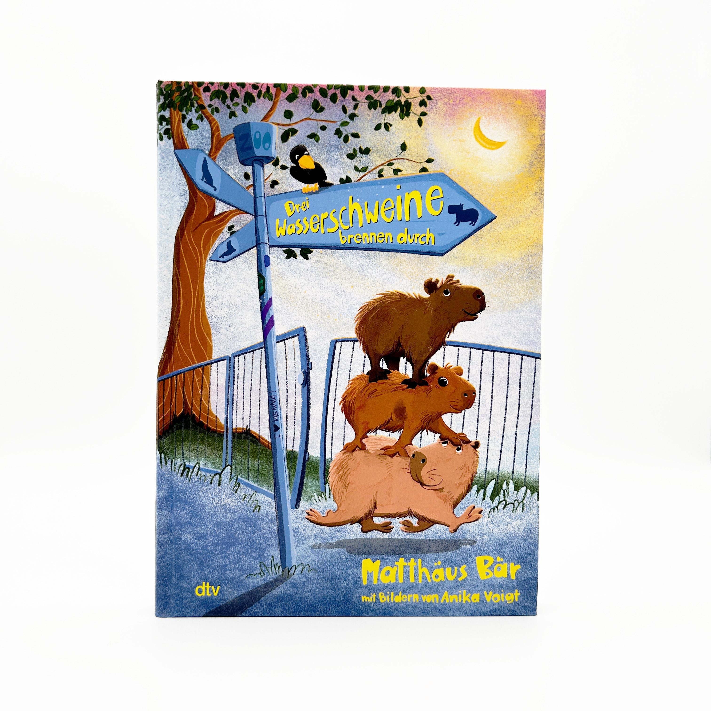 Beispielinhalt (Bild) Drei Wasserschweine brennen durch