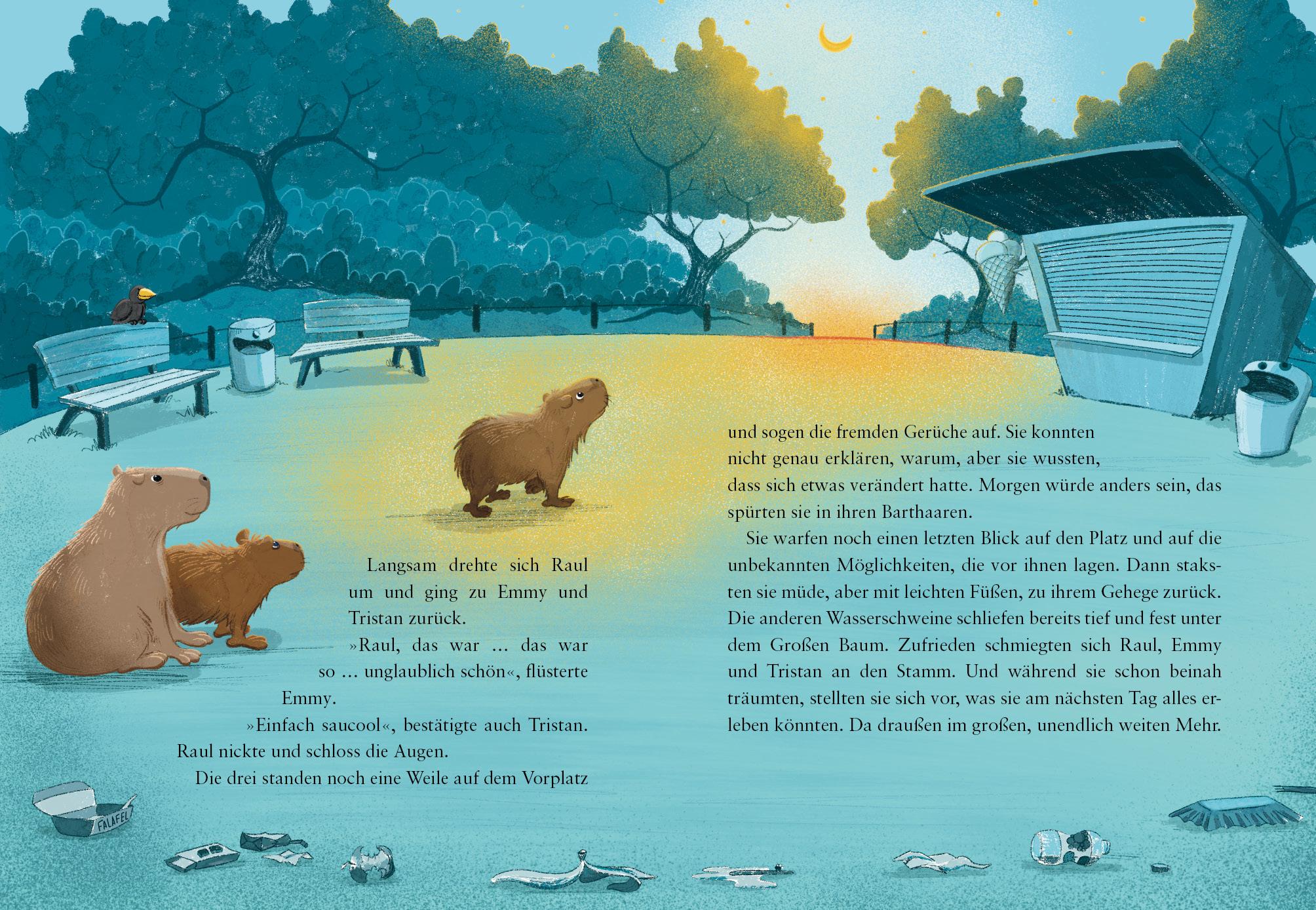 Beispielinhalt (Bild) Drei Wasserschweine brennen durch