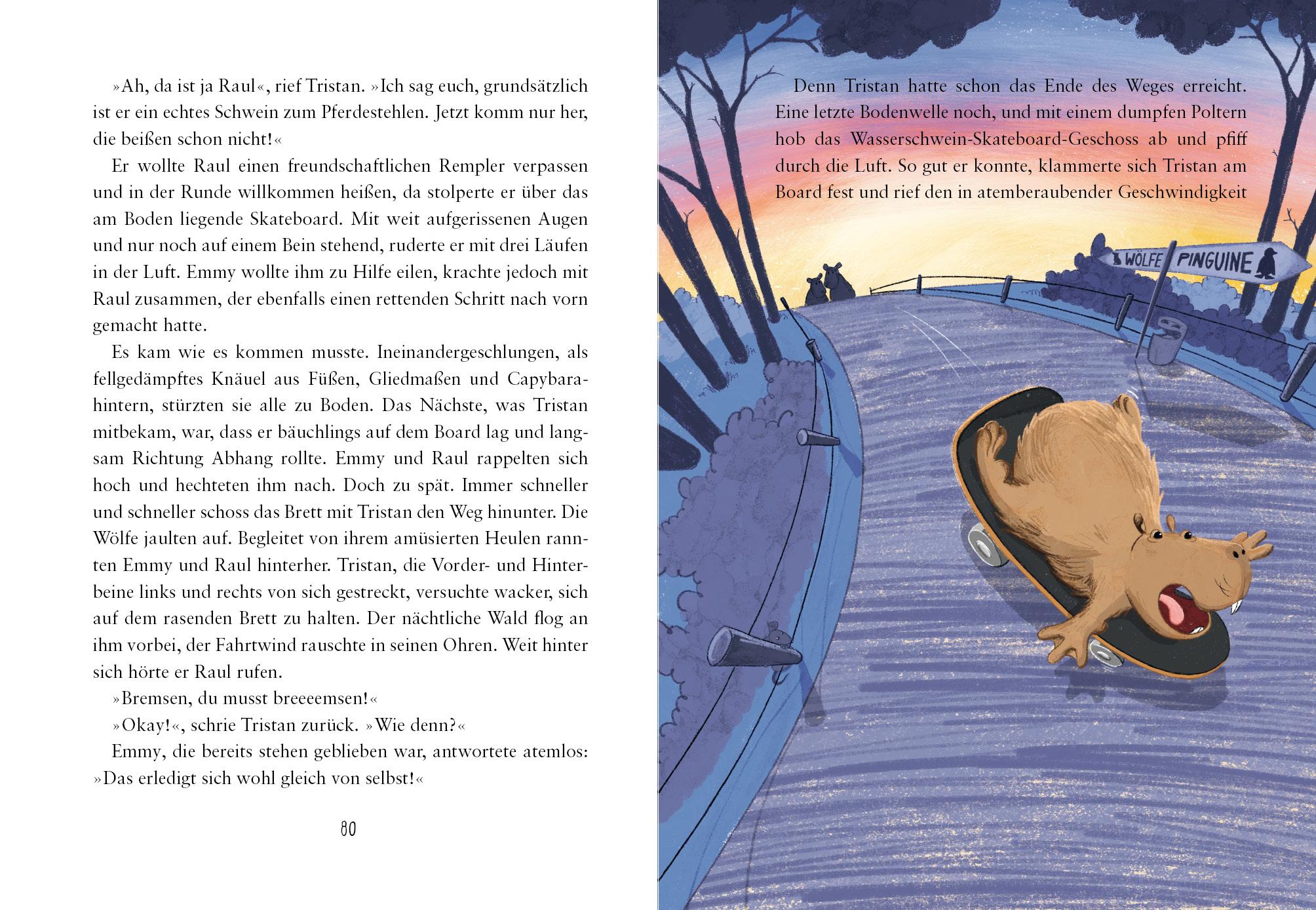 Beispielinhalt (Bild) Drei Wasserschweine brennen durch