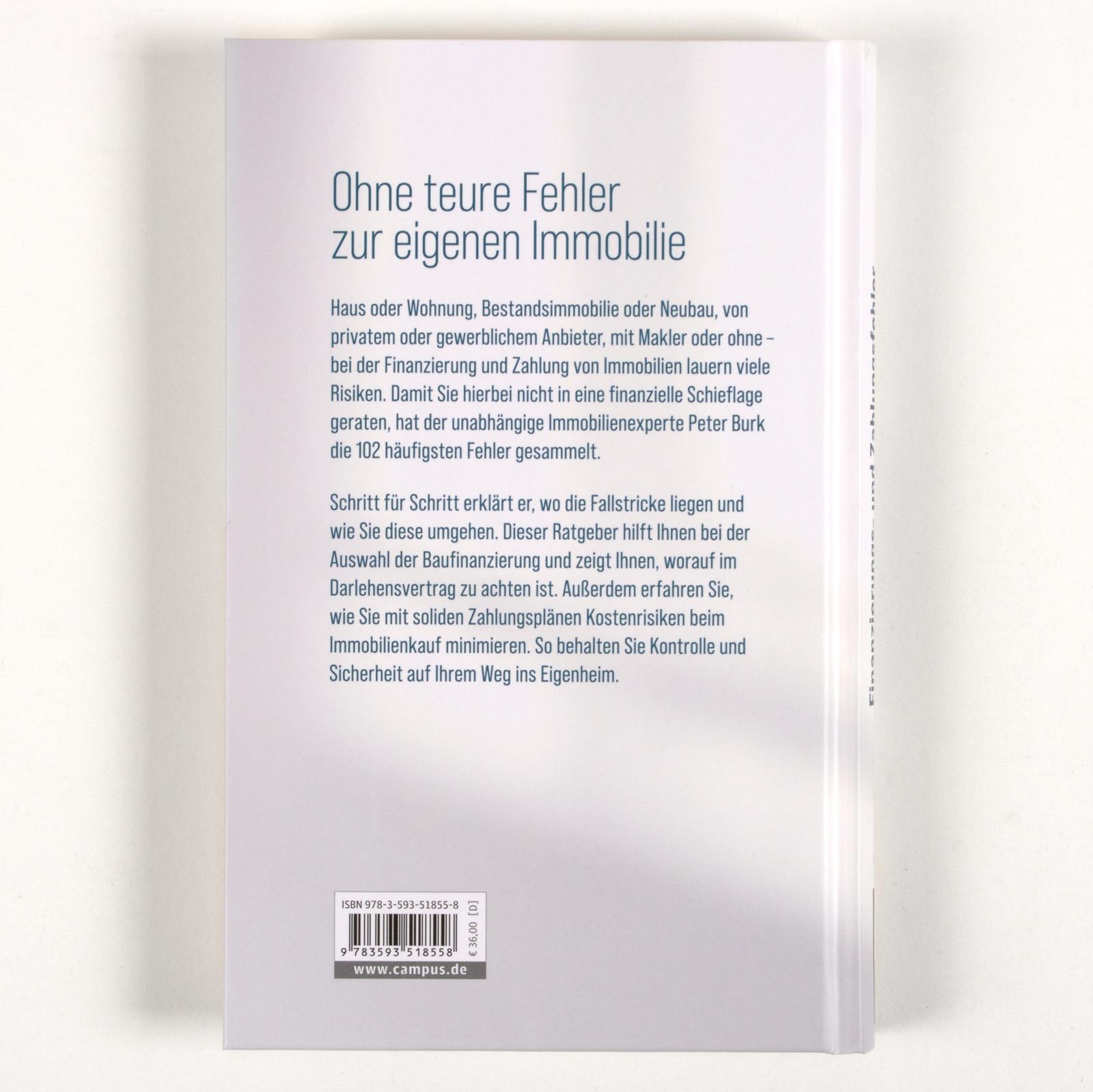 Rückseitencover Finanzierungs- und Zahlungsfehler beim Immobilienkauf