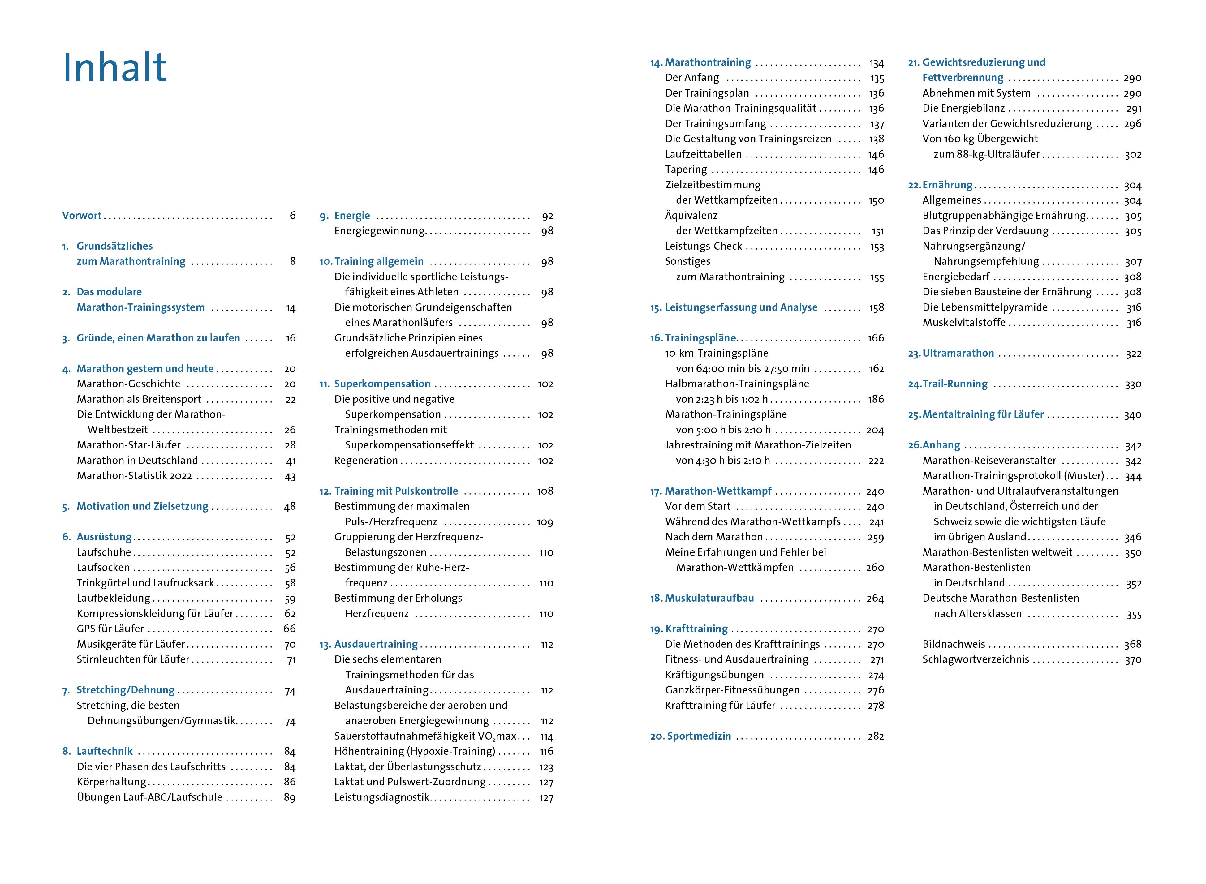 Beispielinhalt (Bild) Das große Buch vom Marathon