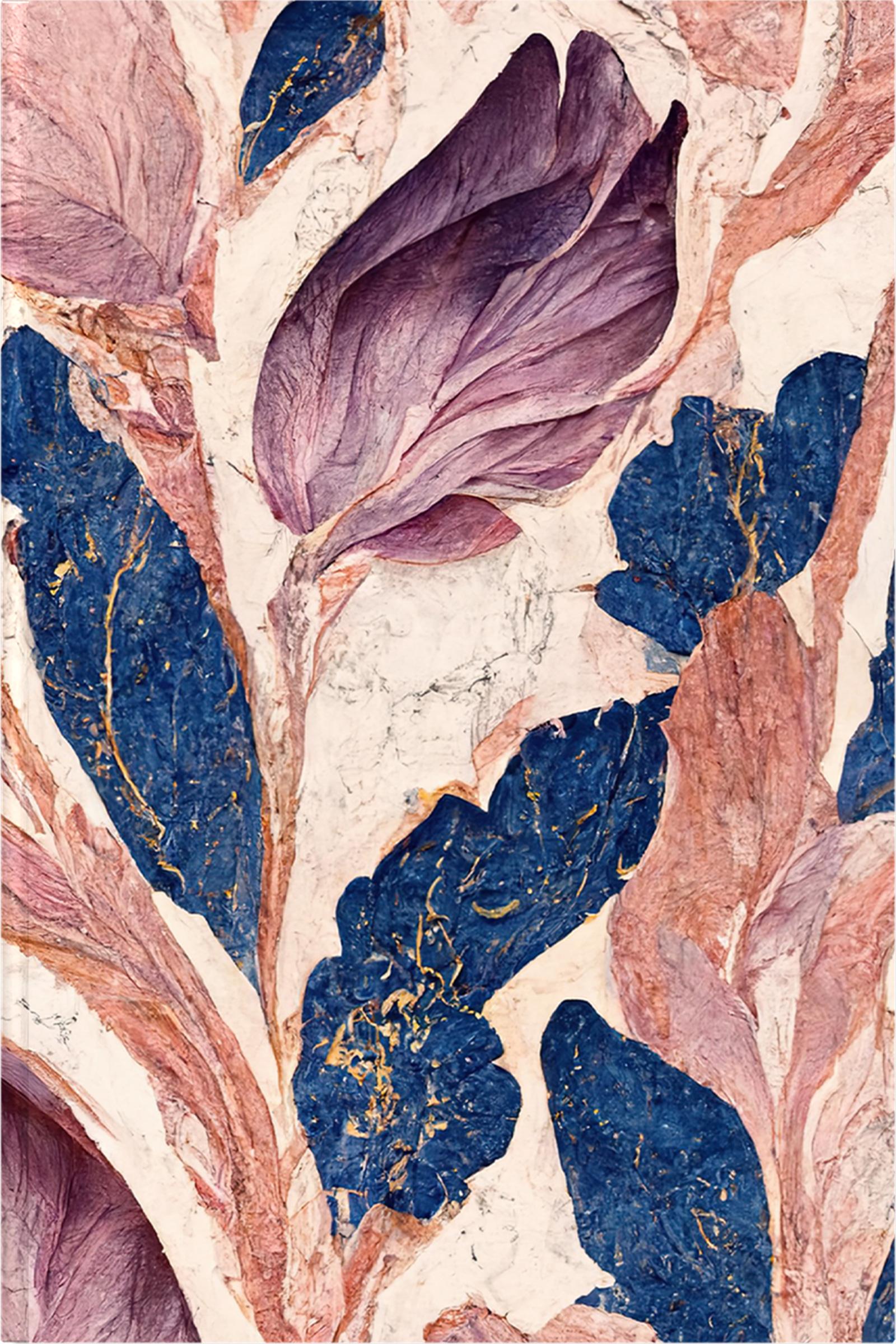 Vorderes Coverbild Marmorträume - Premium Hardcover-Notizbuch A5 Soft Touch, liniert. Violett-blaue Marmorillusion mit schimmernden goldenen Details