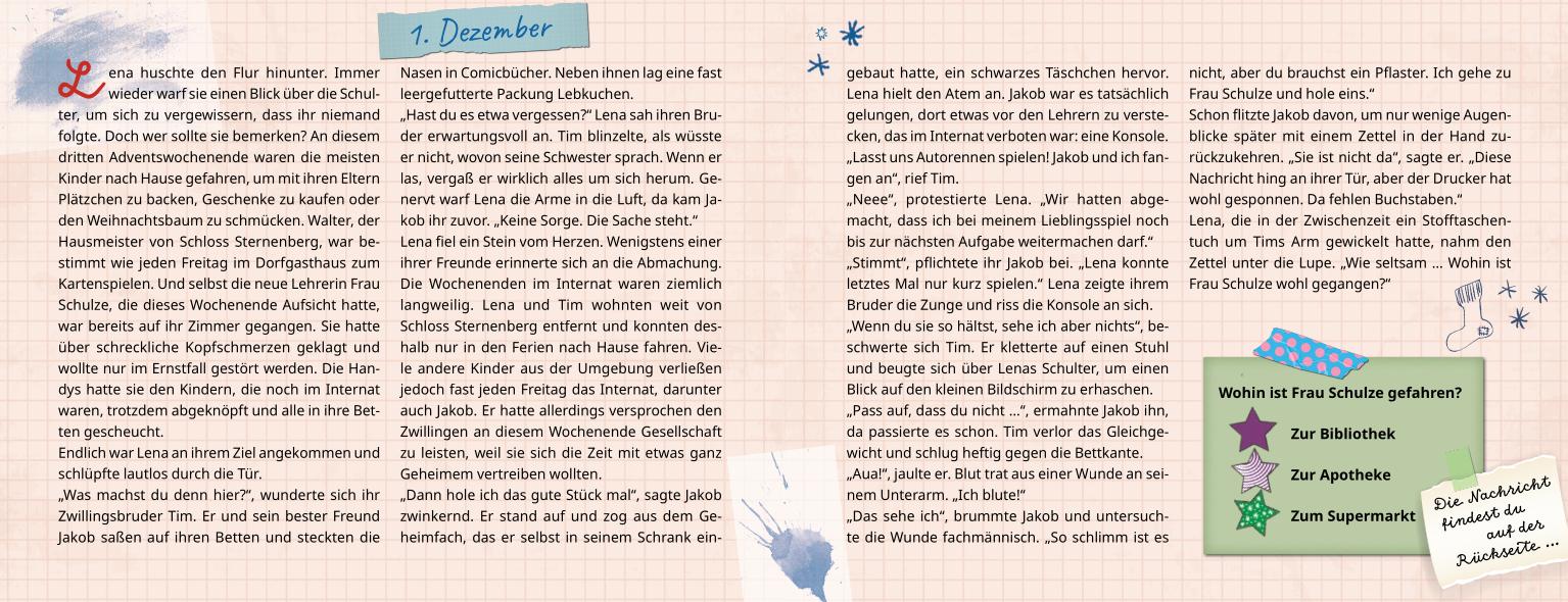 Beispielinhalt (Bild) Findet den Schatz! - Ein Escape-Adventskalender für Kids