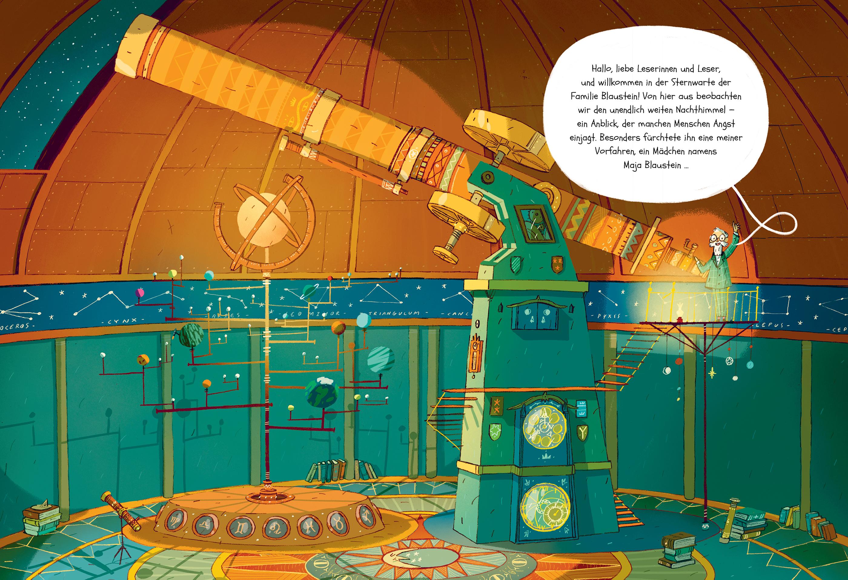 Beispielinhalt (Bild) Professor Blausteins höchst ungewöhnliche Vorfahren (Band 3) - Maja und das Rätsel der Sphinx