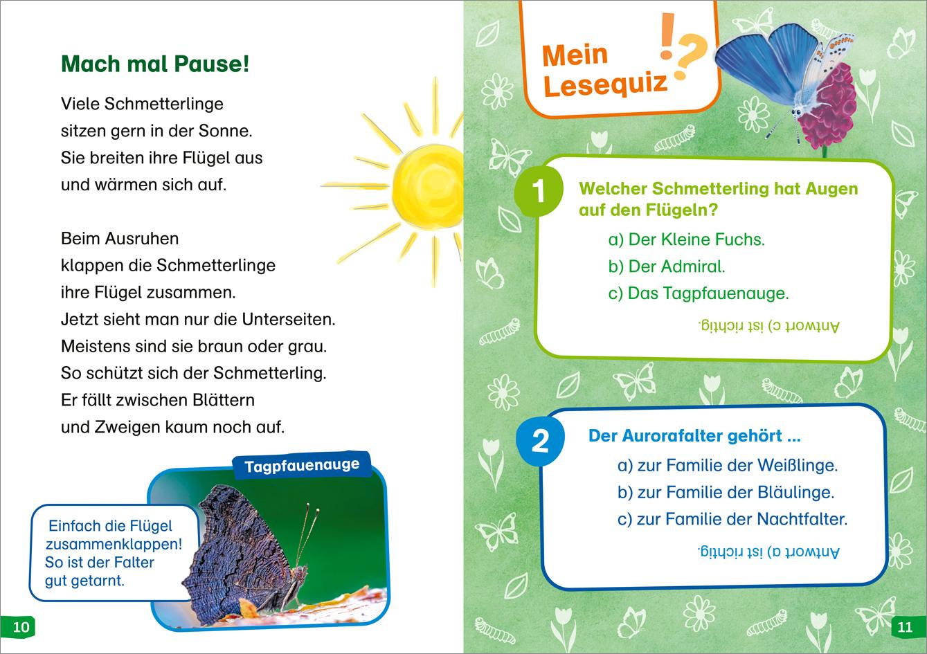 Beispielinhalt (Bild) WAS IST WAS Erstes Lesen easy! Band 15. Wie leben die Schmetterlinge?