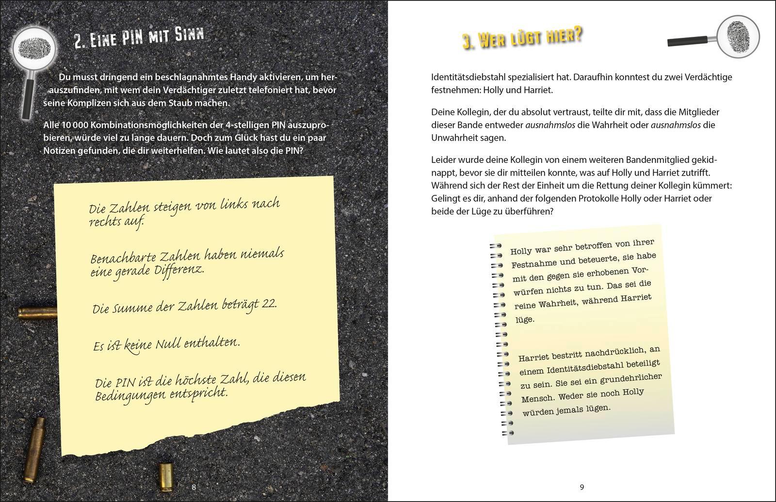 Beispielinhalt (Bild) Das perfekte Verbrechen-Rätselbuch