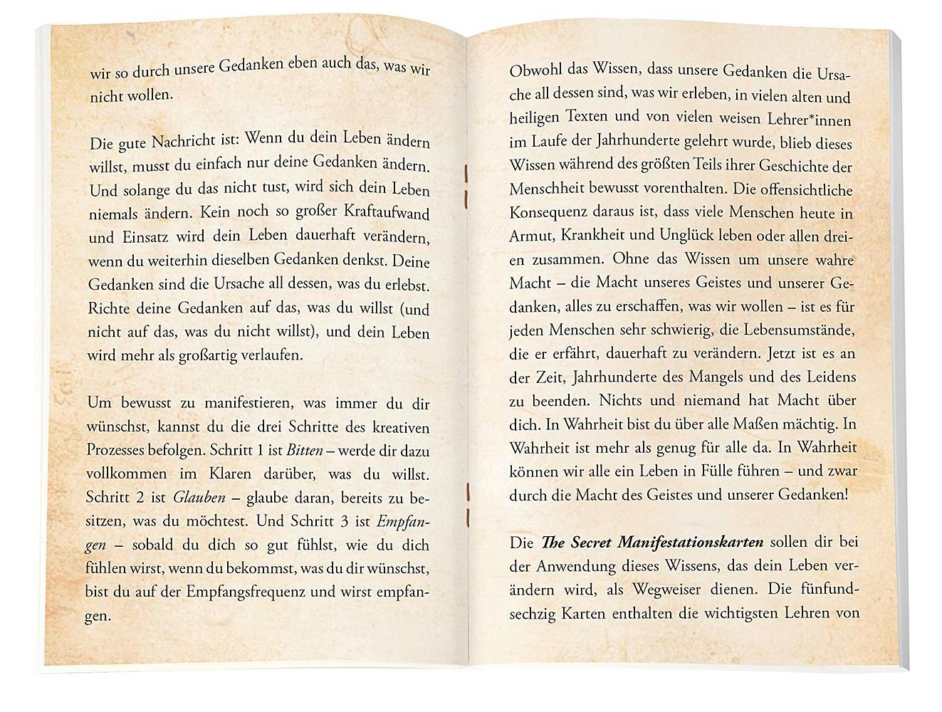 Beispielinhalt (Bild) The Secret Manifestationskarten