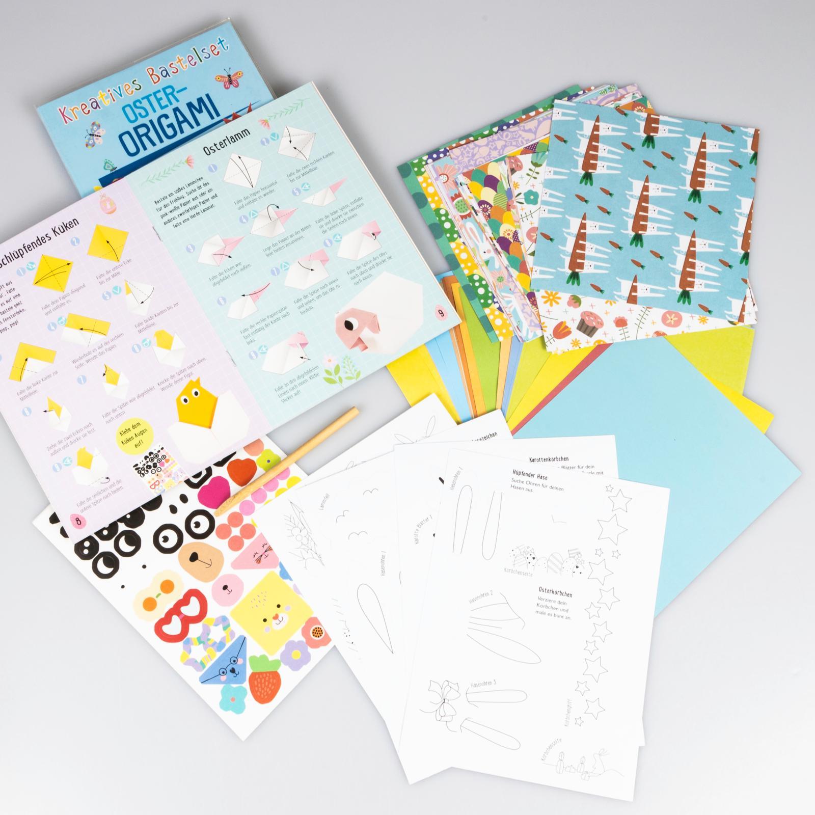 Beispielinhalt (Bild) Bastelset für Kinder: Kreatives Bastelset: Oster-Origami