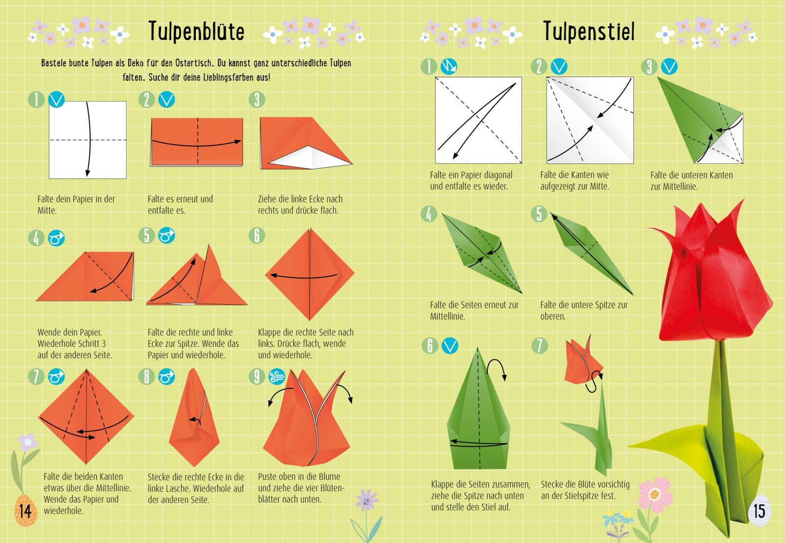 Beispielinhalt (Bild) Bastelset für Kinder: Kreatives Bastelset: Oster-Origami