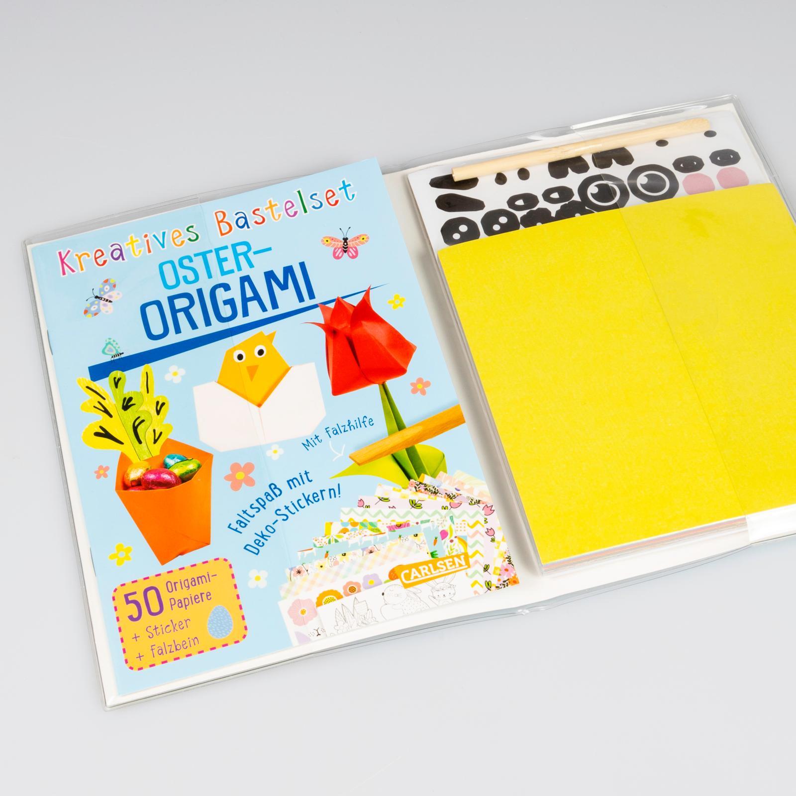 Beispielinhalt (Bild) Bastelset für Kinder: Kreatives Bastelset: Oster-Origami