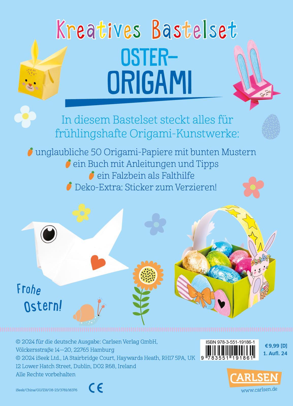 Rückseitencover Bastelset für Kinder: Kreatives Bastelset: Oster-Origami