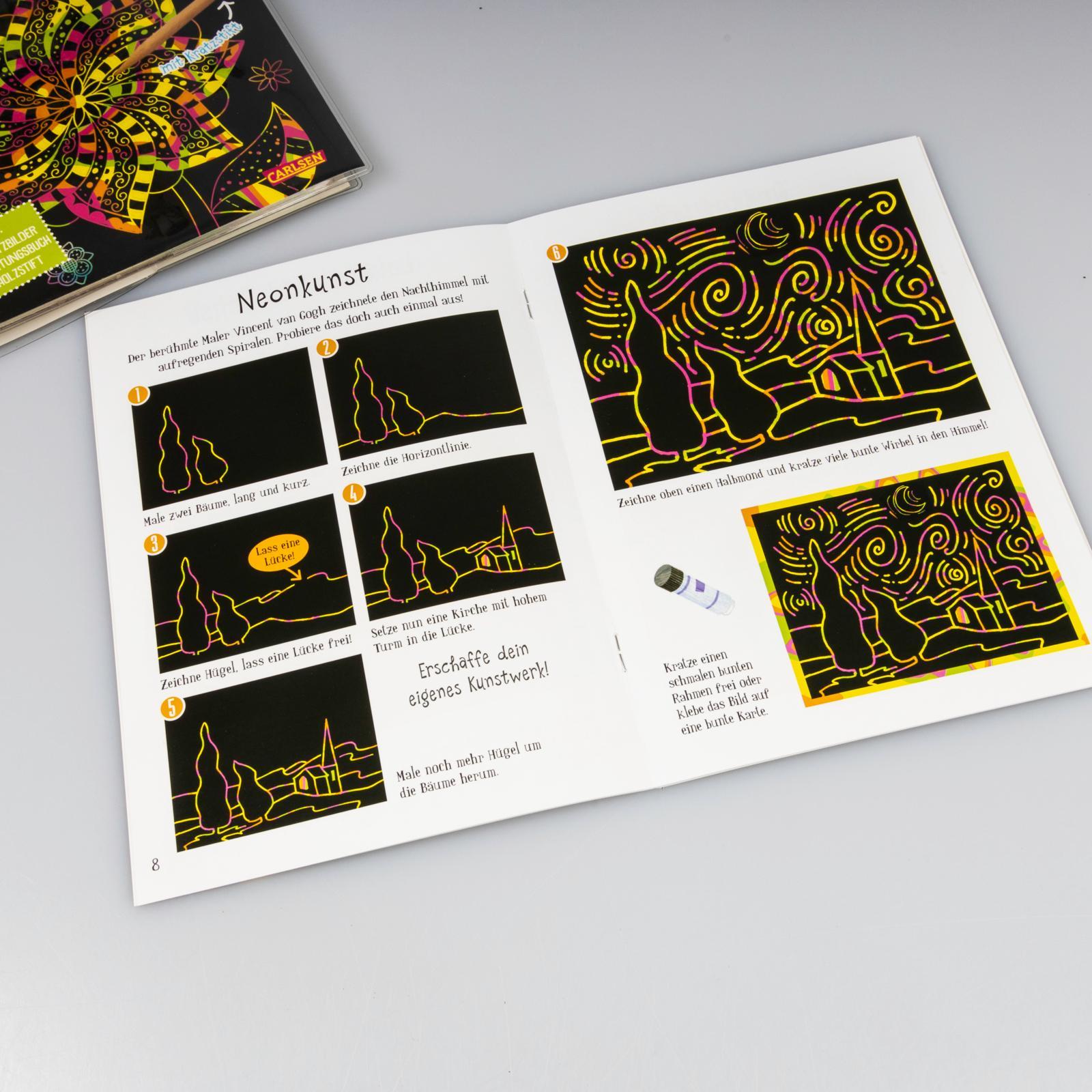 Beispielinhalt (Bild) Kratzbilder für Kinder: Kreative Kratzkunst: Neon