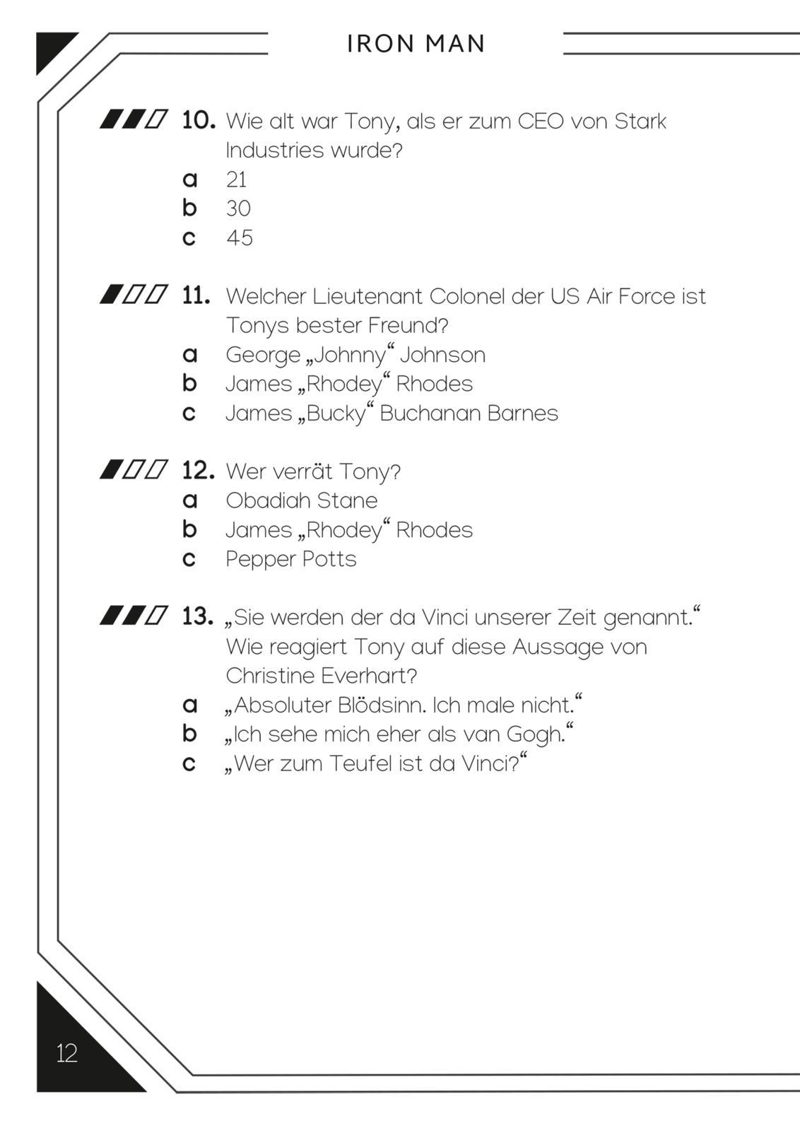 Beispielinhalt (Bild) Marvel: Das ultimative MARVEL Quizbuch