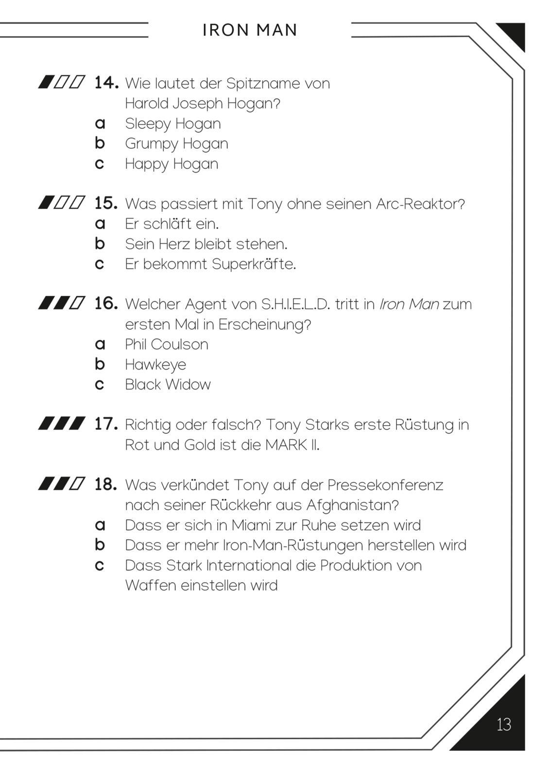 Beispielinhalt (Bild) Marvel: Das ultimative MARVEL Quizbuch