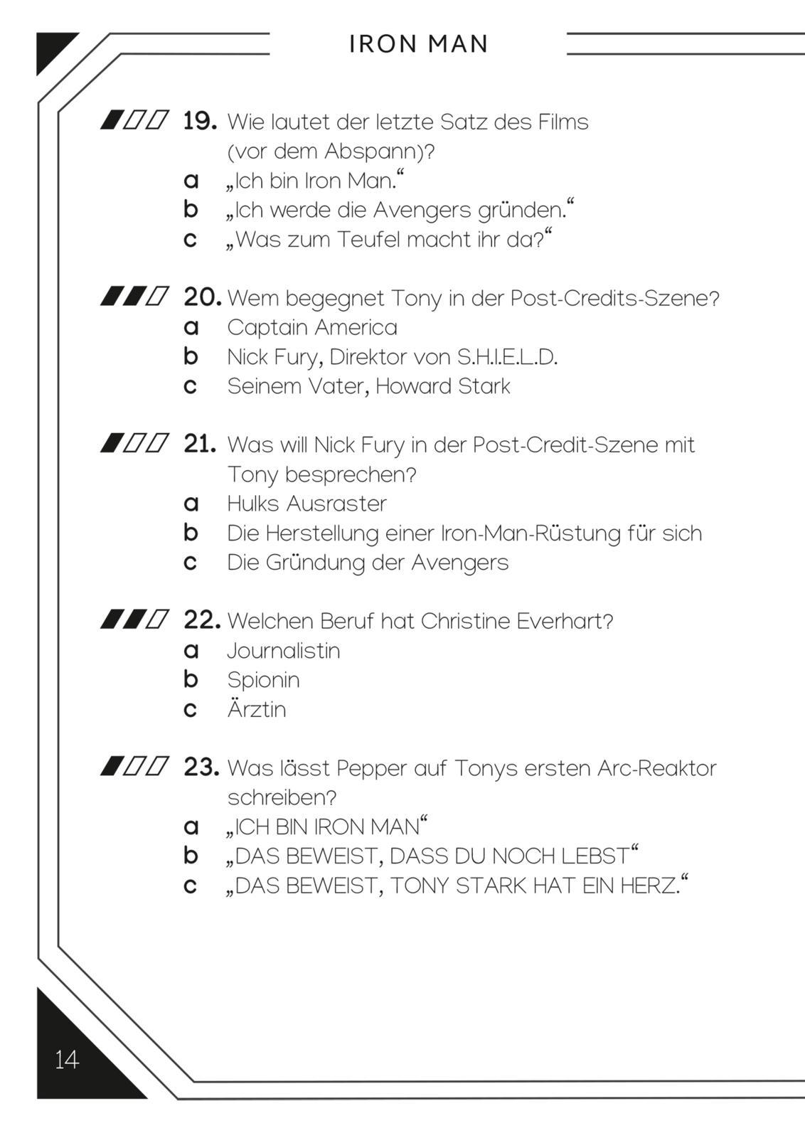 Beispielinhalt (Bild) Marvel: Das ultimative MARVEL Quizbuch