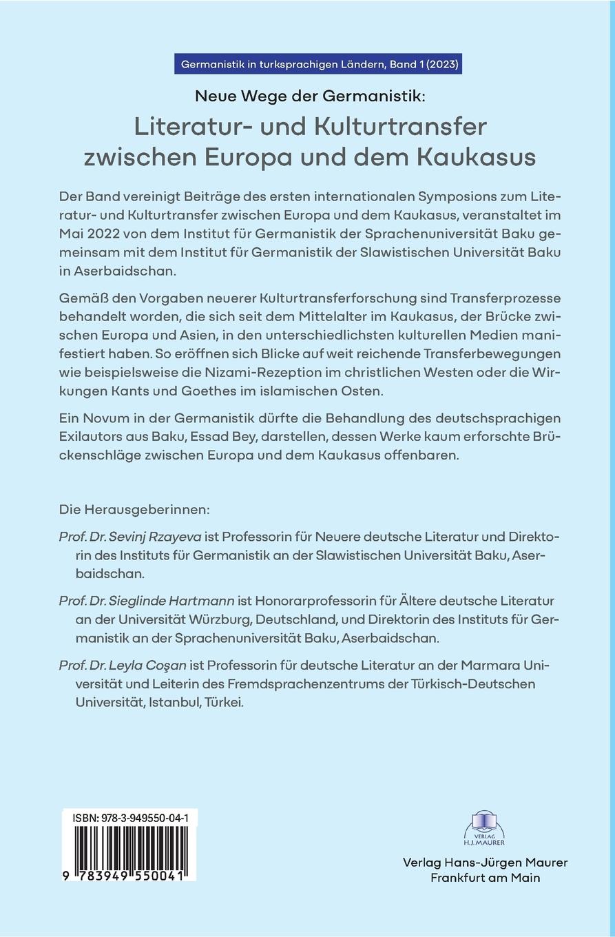 Rückseitencover Literatur- und Kulturtransfer zwischen Europa und dem Kaukasus