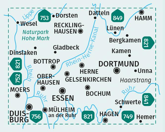 Beispielinhalt (Bild) KOMPASS Wanderkarten-Set 823 Ruhrgebiet (2 Karten) 1:35.000