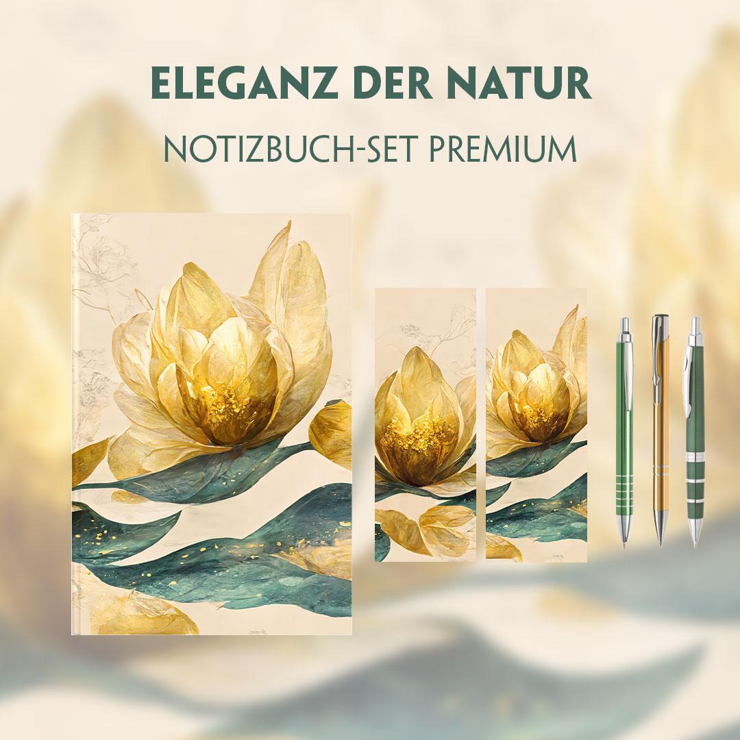 Vorderes Coverbild Eleganz der Natur Schreibset Premium im majestätischen Blütentraum-Design