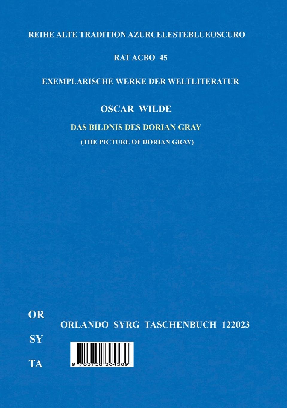 Rückseitencover Oscar Wildes Werke I