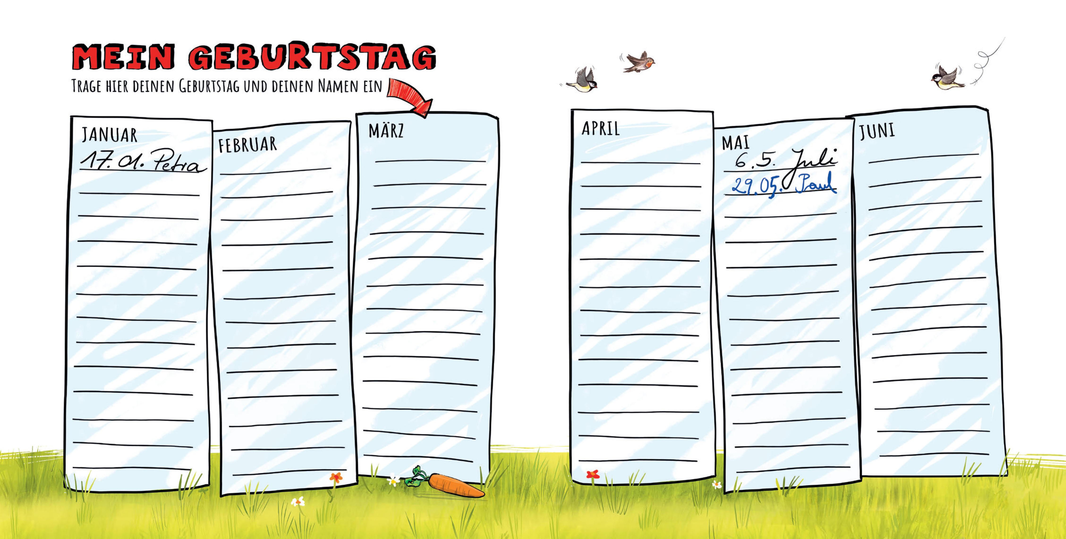 Beispielinhalt (Bild) Juli - Freundebuch