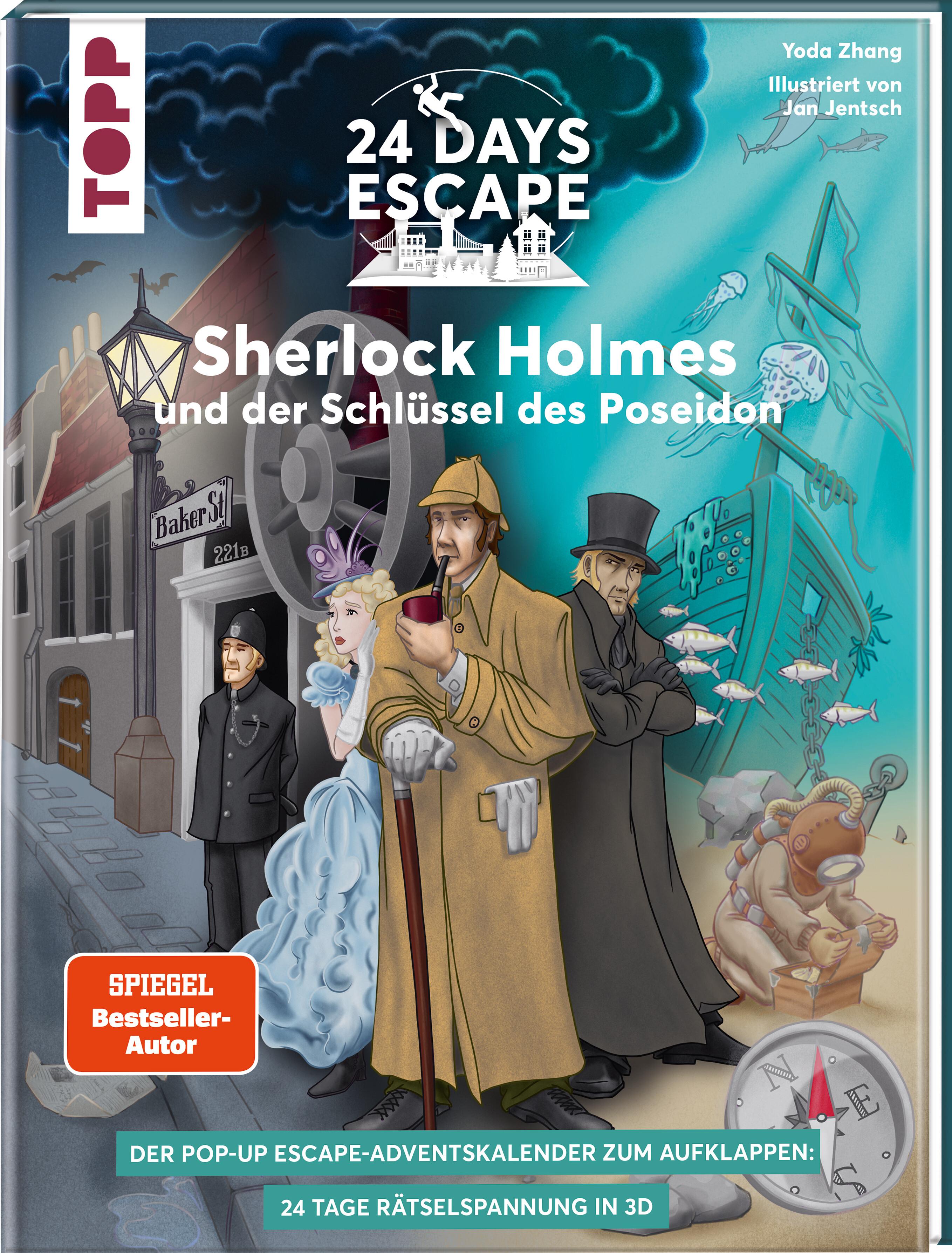 Vorderes Coverbild 24 DAYS ESCAPE 3D Pop-Up-Adventskalender- Sherlock Holmes und der Schlüssel des Poseidon