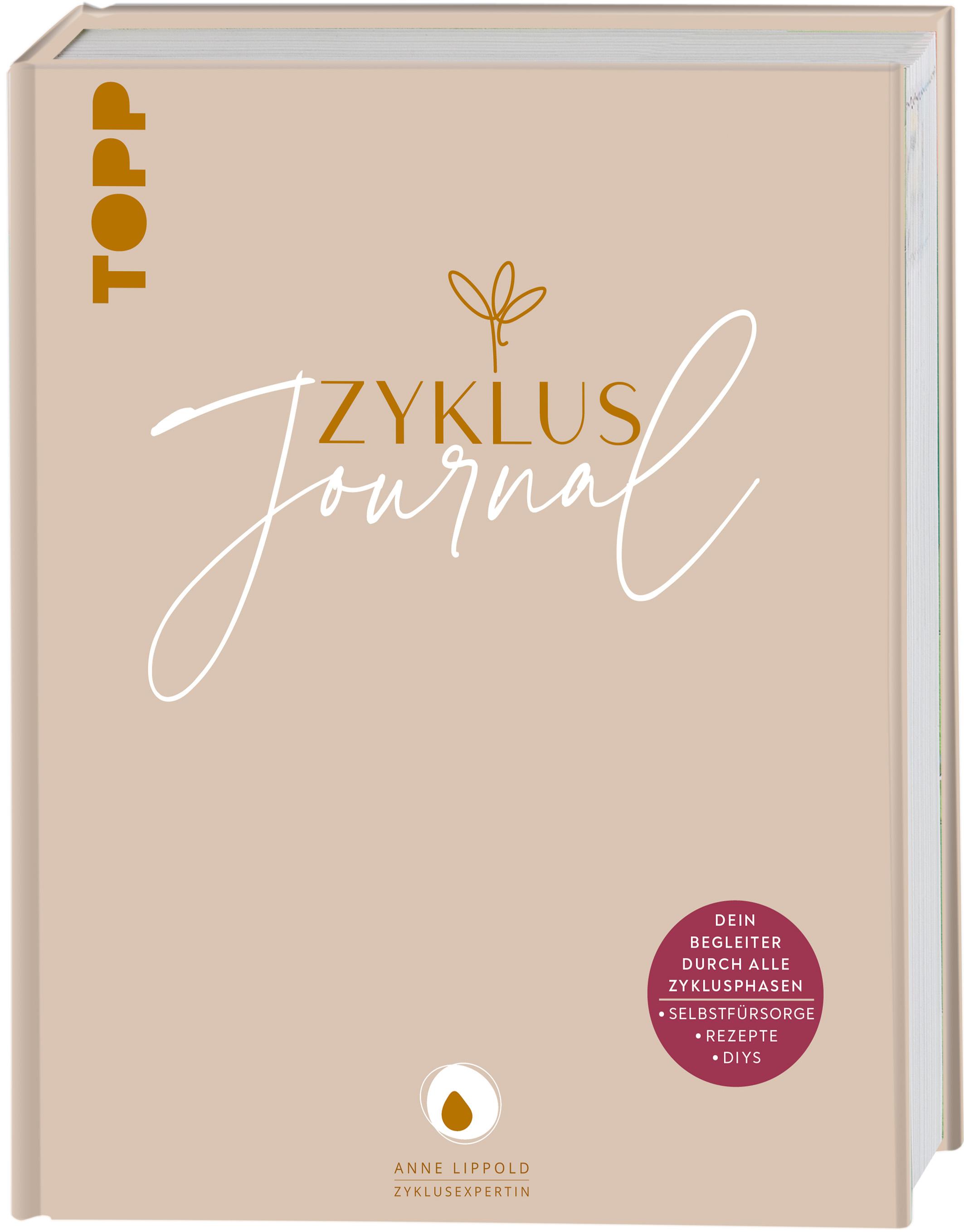 Vorderes Coverbild Zyklus-Journal. Dein Begleiter durch alle Zyklusphasen.