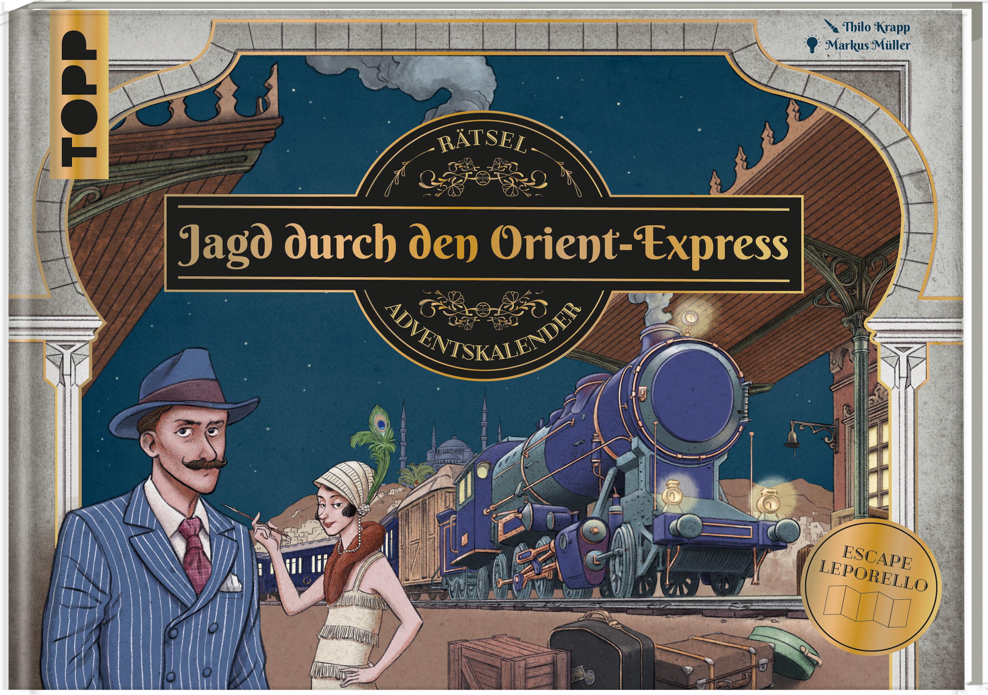 Vorderes Coverbild Jagd durch den Orient-Express - Rätsel-Adventskalender