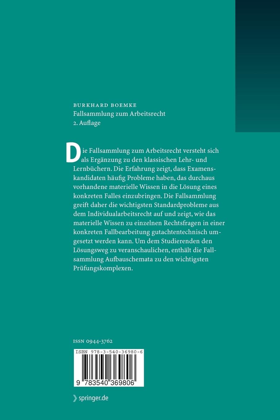 Rückseitencover Fallsammlung zum Arbeitsrecht