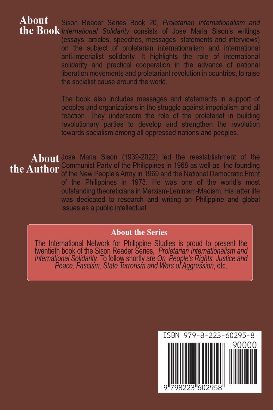 Rückseitencover Proletarian Internationalism and International Solidarity