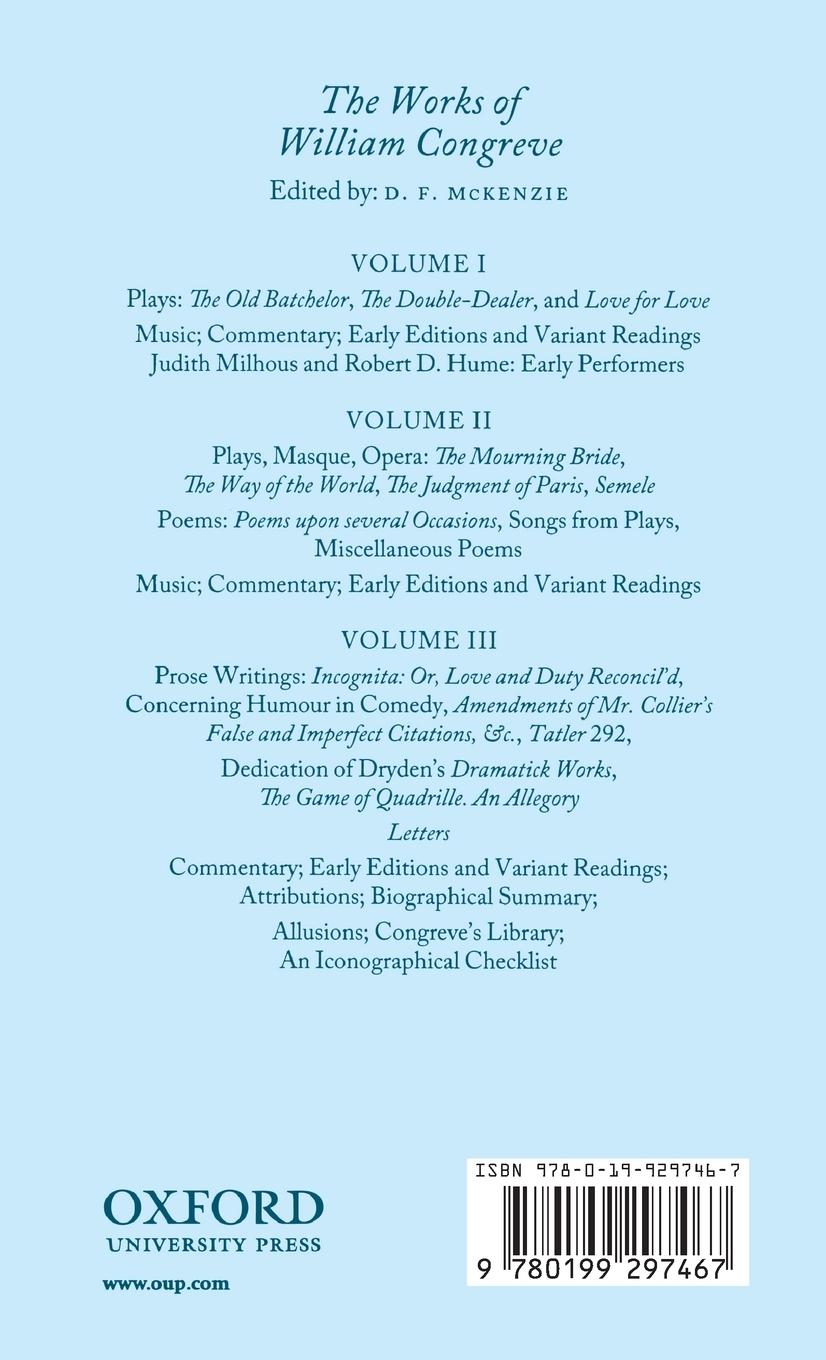 Rückseitencover WORKS OF WILLIAM CONGREVE VOL 3 C