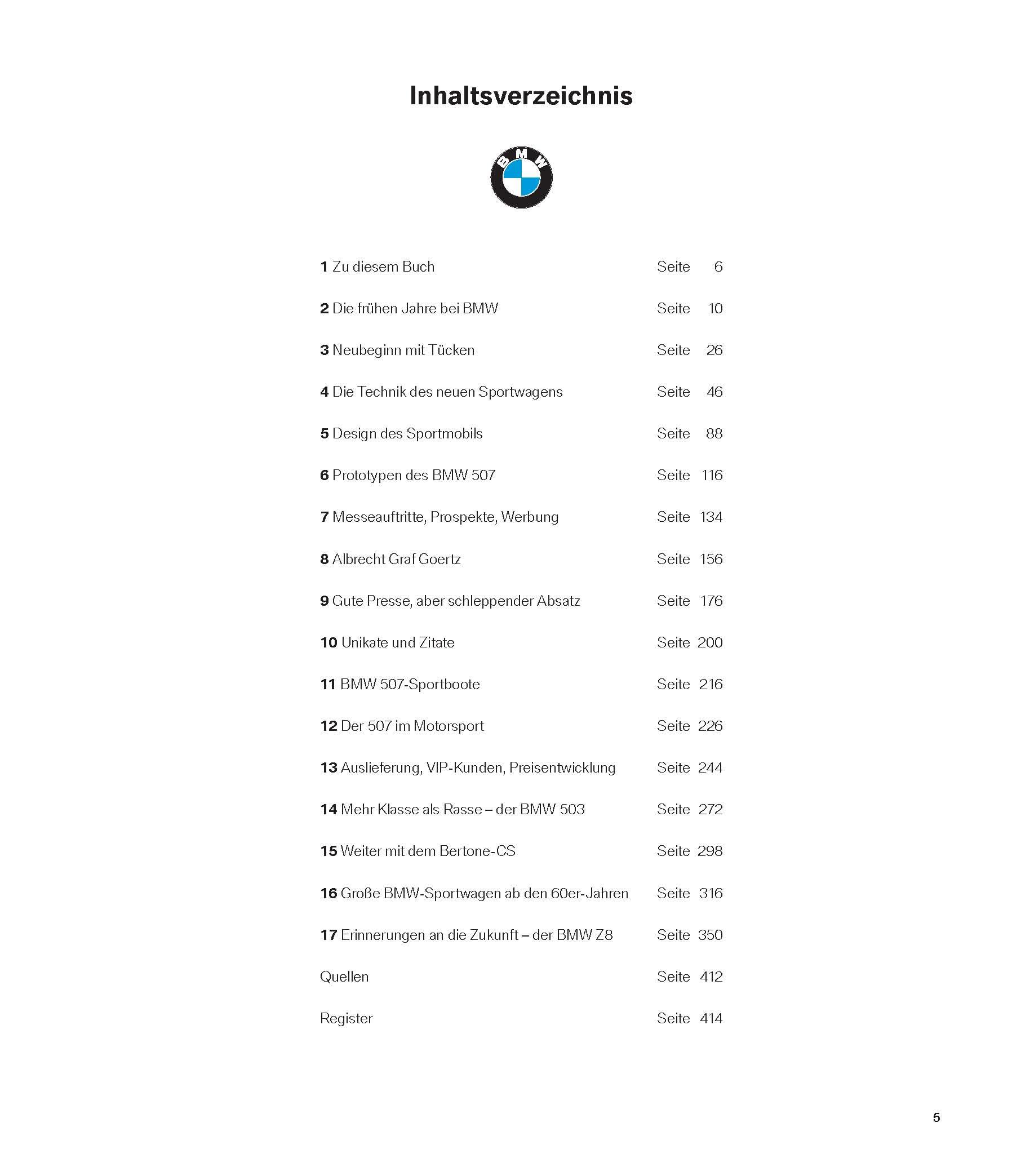 Beispielinhalt (Bild) BMW 503 / 507 / 3200 CS / Z8