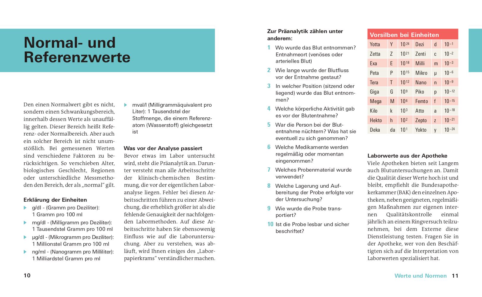 Beispielinhalt (Bild) Meine Laborwerte