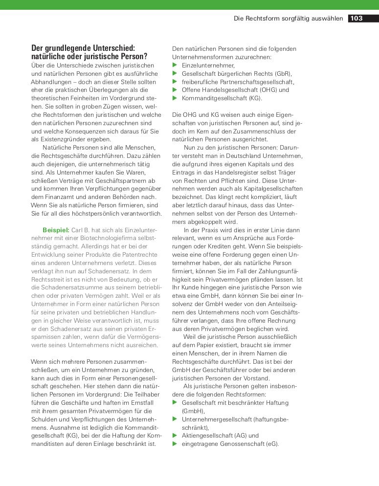 Beispielinhalt (Bild) Existenzgründung