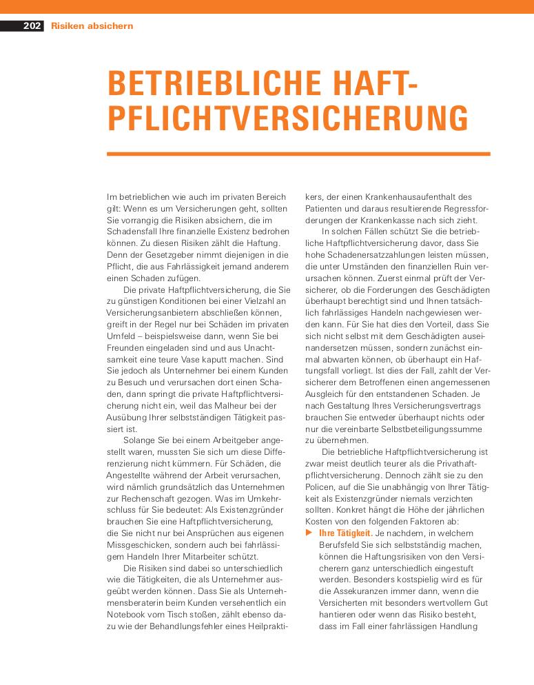 Beispielinhalt (Bild) Existenzgründung