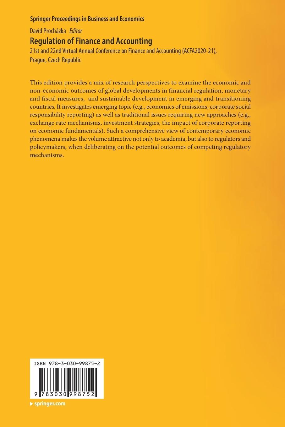 Rückseitencover Regulation of Finance and Accounting