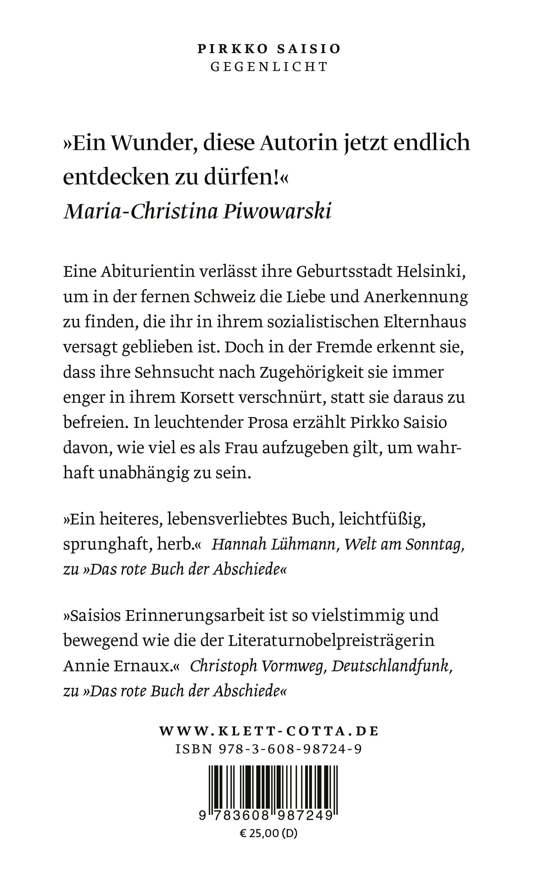 Rückseitencover Gegenlicht