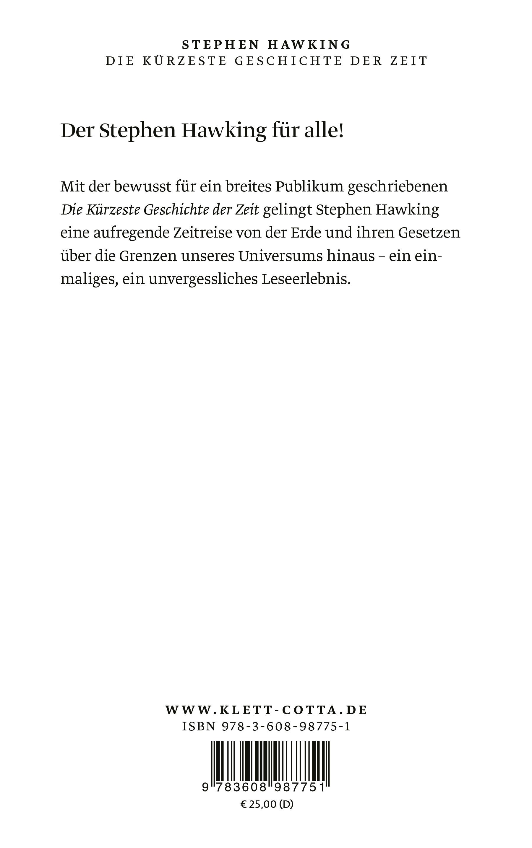 Rückseitencover Die kürzeste Geschichte der Zeit