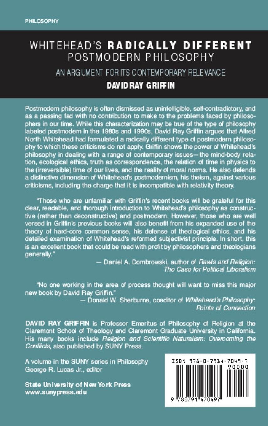 Rückseitencover Whitehead's Radically Different Postmodern Philosophy