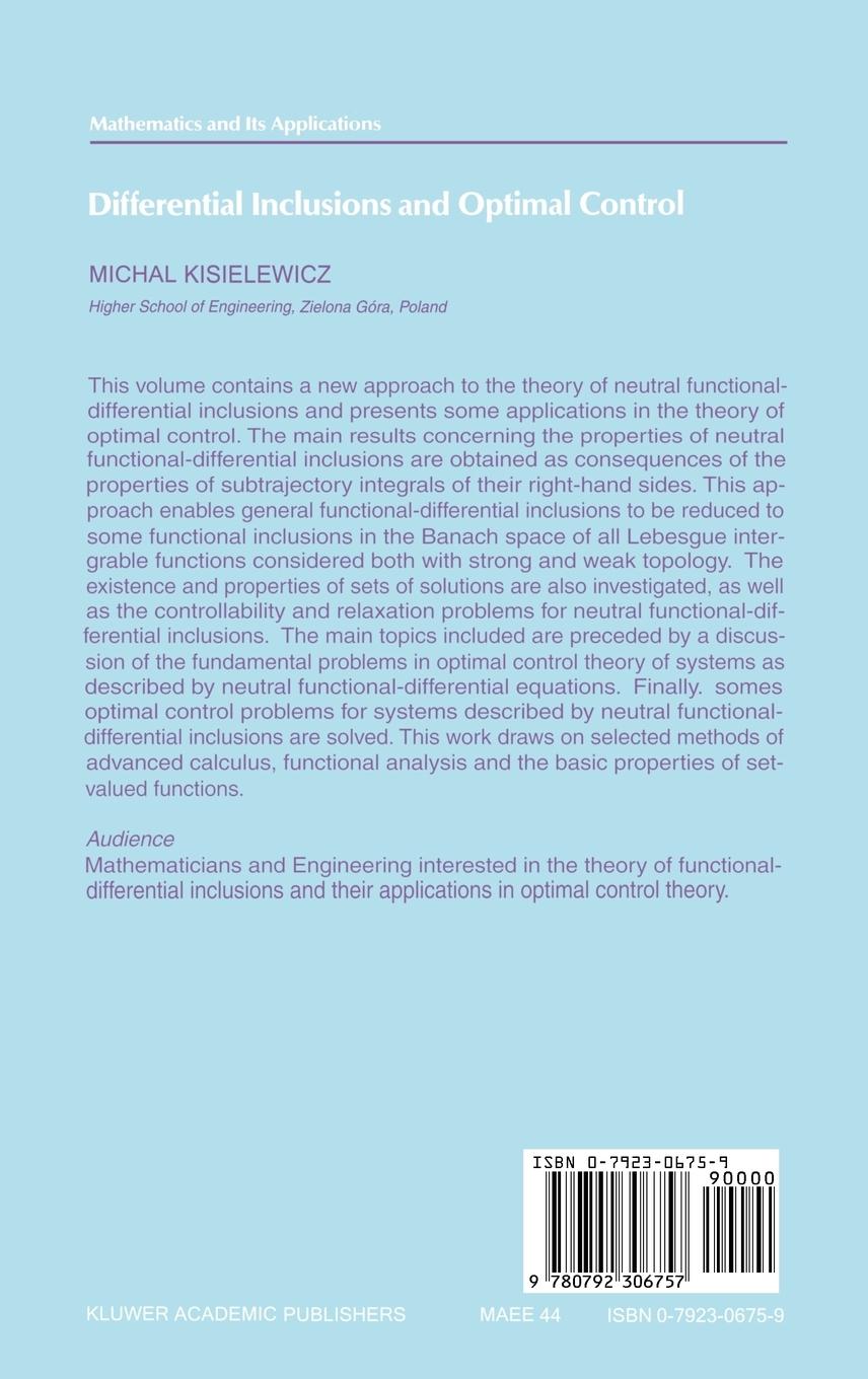 Rückseitencover Differential Inclusions and Optimal Control