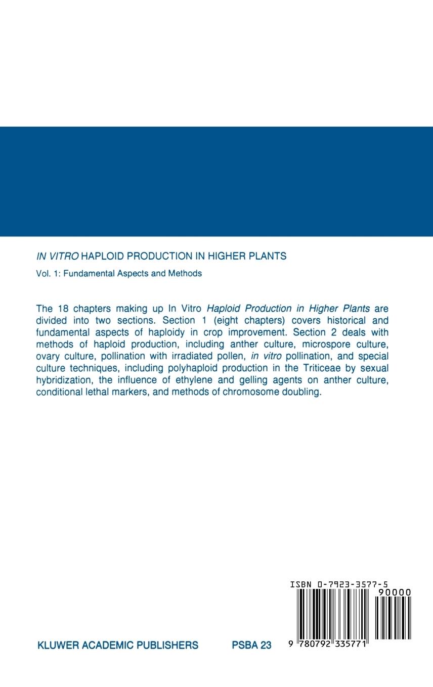 Rückseitencover In Vitro Haploid Production in Higher Plants