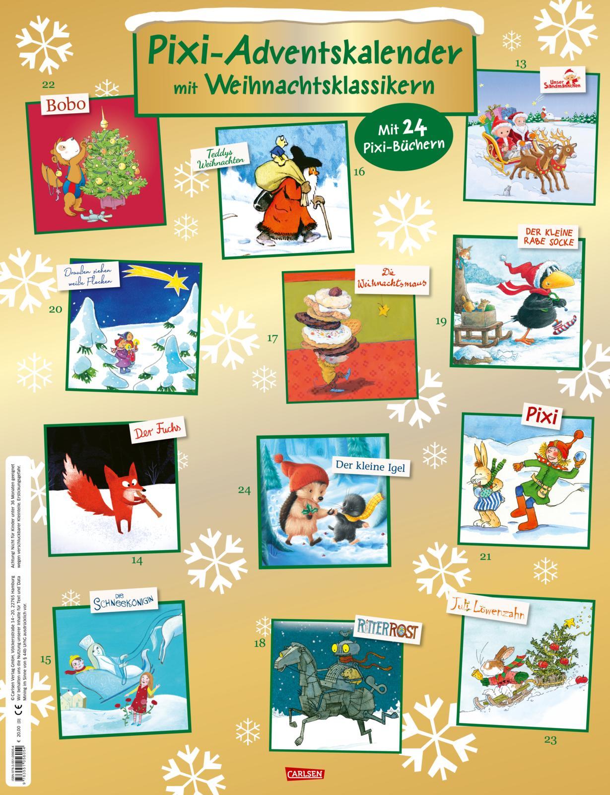 Rückseitencover Pixi Adventskalender GOLD 2024