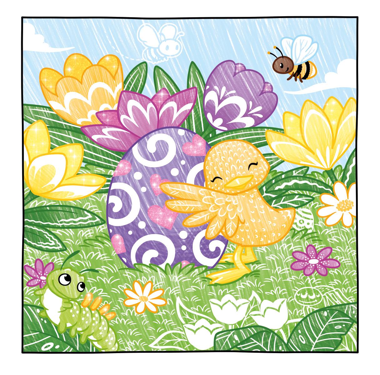 Beispielinhalt (Bild) Glitzer Zauberpapier Malbuch Kunterbunte Ostern