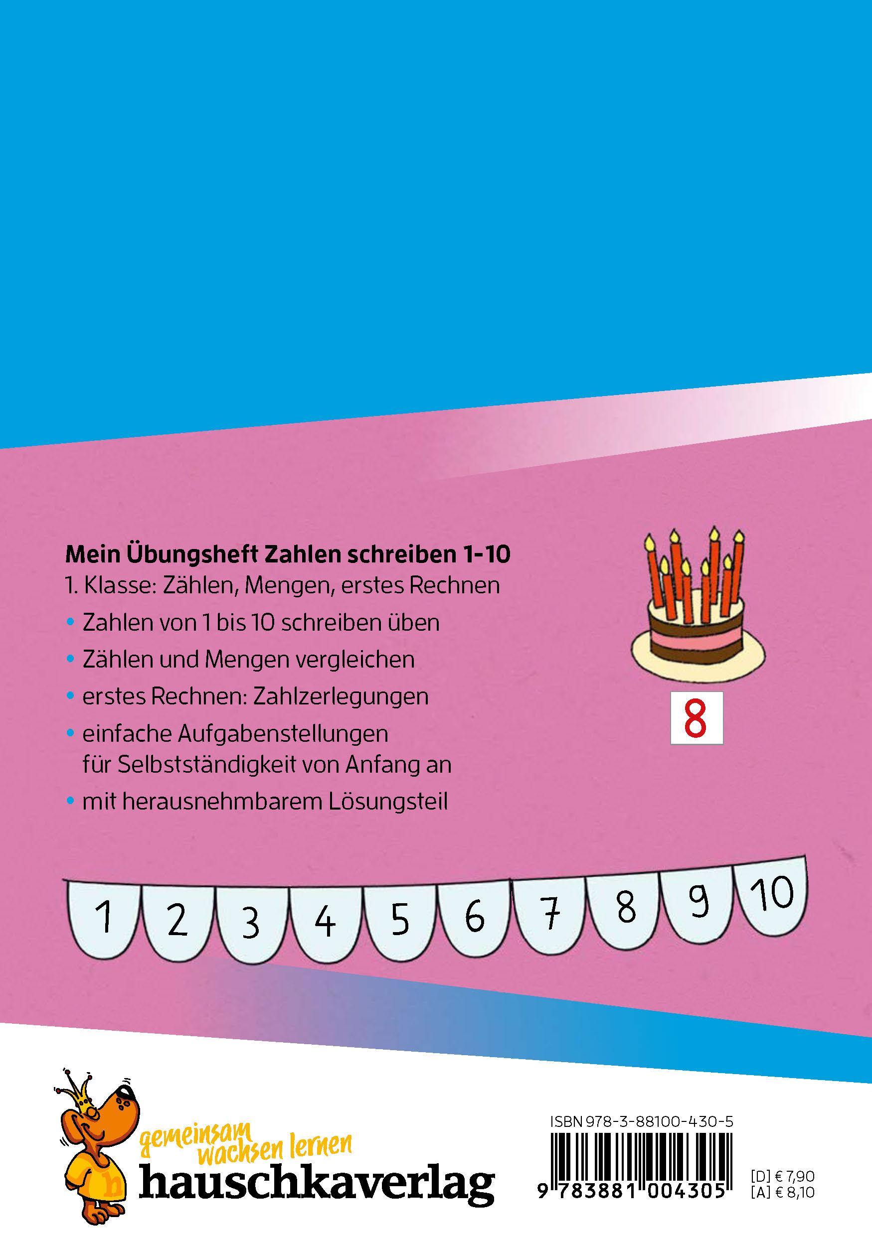 Beispielinhalt (Bild) Mein Übungsheft Zahlen schreiben lernen 1-10 - Vorschule, Schulanfang, 1. Klasse: Zählen, Mengen, erstes Rechnen